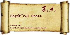 Bogárdi Anett névjegykártya